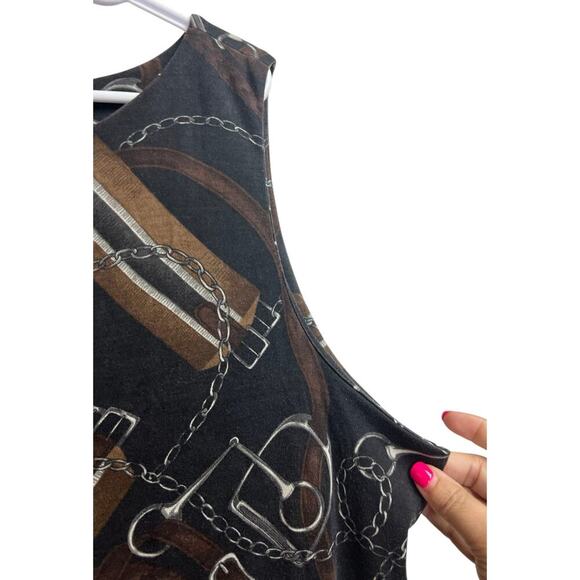 Lauren Ralph Lauren Equestrian Buckle Silk Wool Jersey Sleeveless Top 3X - Picture 3 of 5